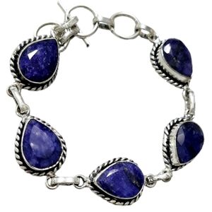 Narural Sapphire Sterling silver Link bracelet